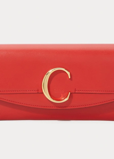 Shop Chloé C Long Wallet In Plaid Red