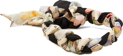 Shop Gucci Stamp Silk Headband In Black & Multi