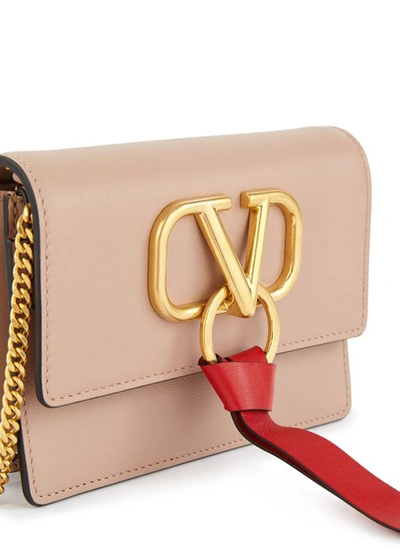 Shop Valentino Garavani Vee Ring Pouch In Rose Canelle/rouge Pur