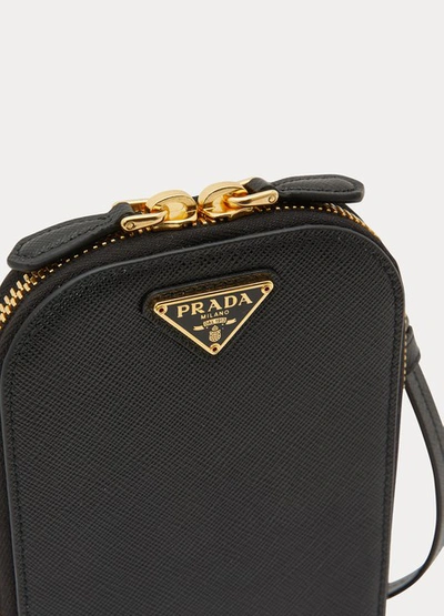 Shop Prada Leather Telephone Case In Black