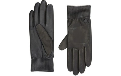 Shop Canada Goose Leather Rib Glove In Black