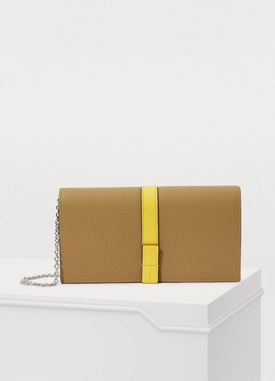 Shop Loewe Wallet On A Chain In Leaf-yellow