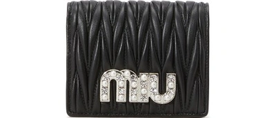 Shop Miu Miu Miu Pearl Small Wallet In Black
