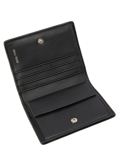 Shop Miu Miu Miu Pearl Small Wallet In Black
