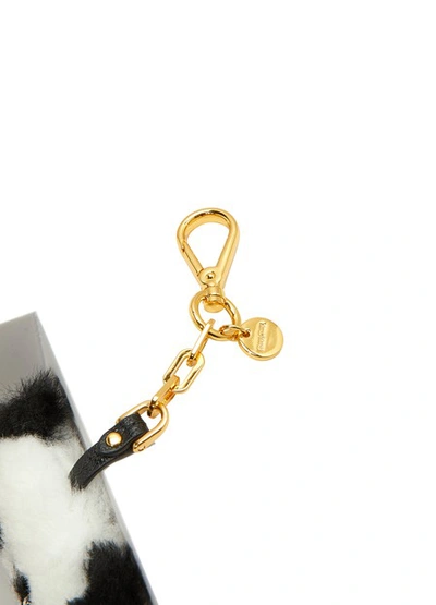 Shop Miu Miu Panda Key Ring With Mirror In Nero/bianco