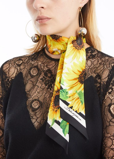 Shop Dolce & Gabbana Sunflower Silk Neck Tie In Yellow