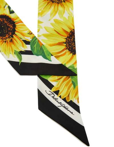 Shop Dolce & Gabbana Sunflower Silk Neck Tie In Yellow