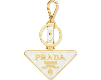 Shop Prada Logo Bag Charm In White