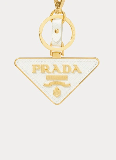 Shop Prada Logo Bag Charm In White