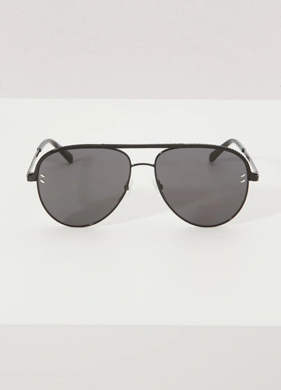 Shop Stella Mccartney Aviator Sunglasses In 1214 - Black Black Smoke