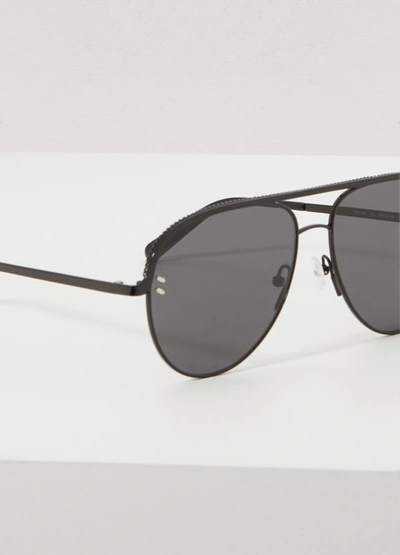 Shop Stella Mccartney Aviator Sunglasses In 1214 - Black Black Smoke