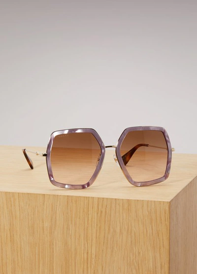 Shop Gucci Oversize Square-frame Sunglasses In Pink Gold