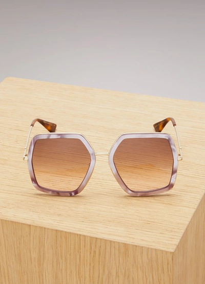 Shop Gucci Oversize Square-frame Sunglasses In Pink Gold