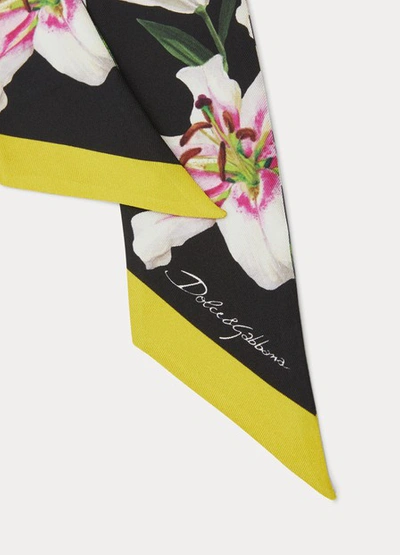 Shop Dolce & Gabbana Silk Neck Scarf In Gligli Fdo.nero