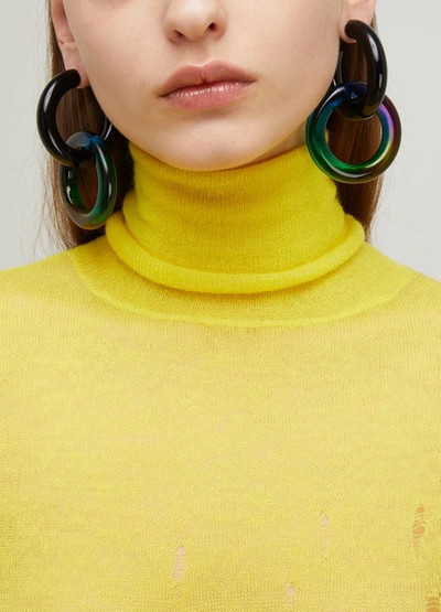 Shop Marc Jacobs The Plastic" Hoop Earrings" In Black & Multi