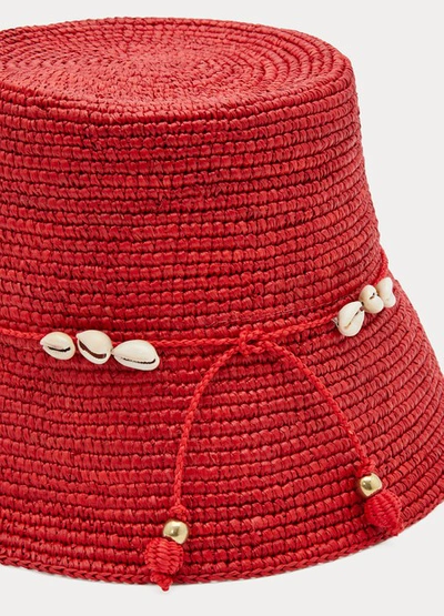 Shop Sensi Studio Straw Hat With Seashells In Red