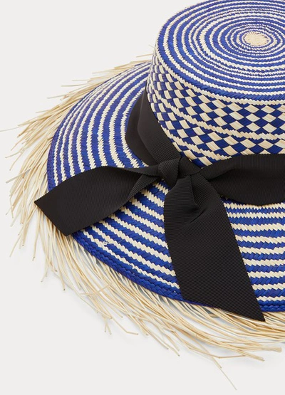 Shop Sensi Studio Colombia Straw Hat In Royal Blue