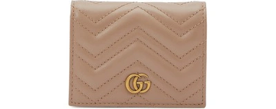 Shop Gucci Gg Marmont Cardholder In Beige