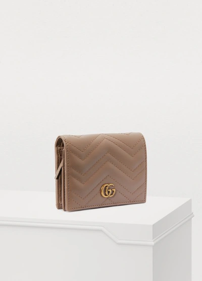 Shop Gucci Gg Marmont Cardholder In Beige