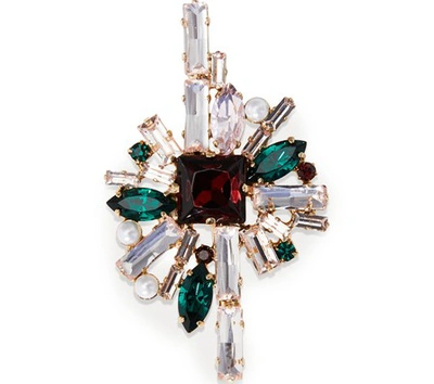 Shop Erdem Cluster Brooch In Burgundy Rose