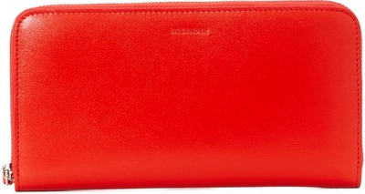 Shop Jil Sander Zip Around Wallet In 620 - Bright Red