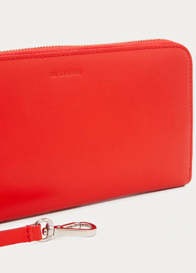 Shop Jil Sander Zip Around Wallet In 620 - Bright Red