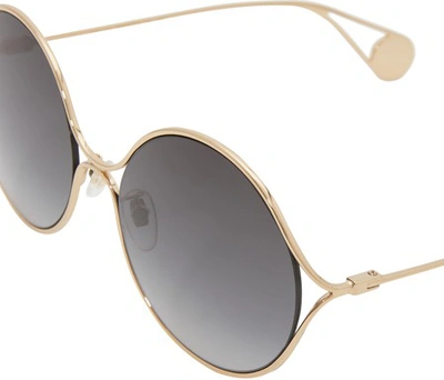 Shop Gucci Round-frame Metal Sunglasses In Gold/grey