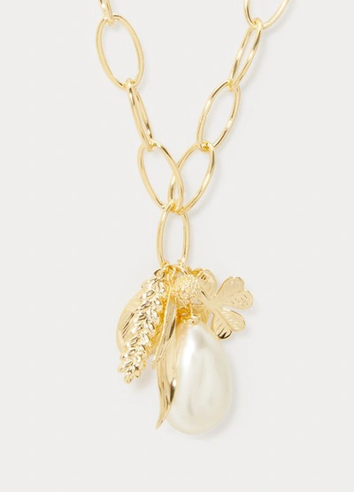 Shop Aurelie Bidermann Grigri Pearl And Charm Necklace In Gold