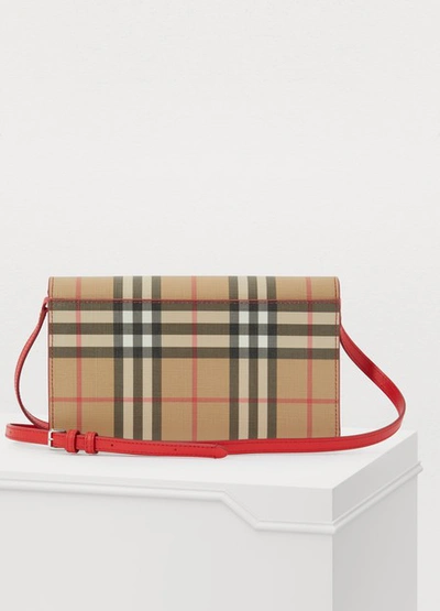 Shop Burberry Hannah Wallet In Bright Military Red