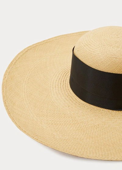 Shop Sensi Studio Lady Ibiza Hat With Large Ribbon In Beige Black