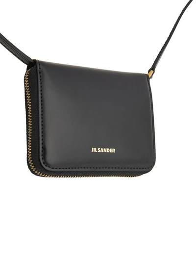 Shop Jil Sander Small Wallet With Strap In 001-black