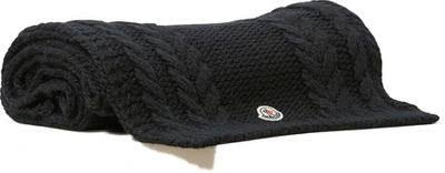 Shop Moncler Wool Scarf In Black