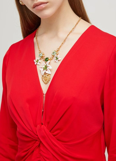 Shop Dolce & Gabbana Flower Necklace In Gold