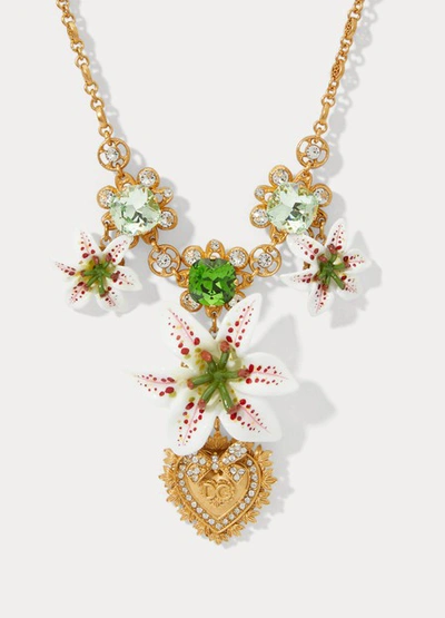 Shop Dolce & Gabbana Flower Necklace In Gold