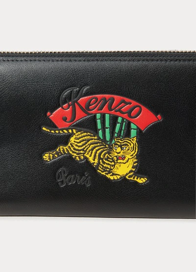 Shop Kenzo Leather Jumping Tiger Wallet In Black
