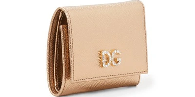 Shop Dolce & Gabbana Dg Flap Wallet In Gold