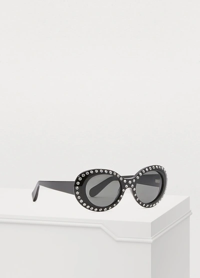 Shop Acne Studios Mustang Sunglasses With Rhinestones In Black