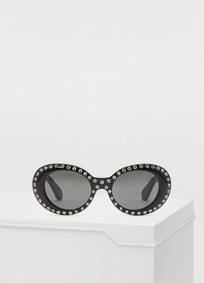 Shop Acne Studios Mustang Sunglasses With Rhinestones In Black