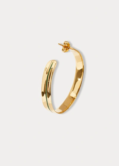 Shop Aurelie Bidermann Ajoncs Gm Hoops In Gold/émeraude