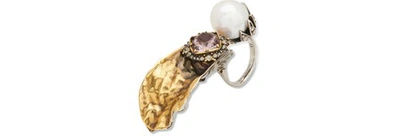 Shop Alexander Mcqueen Oyster Ring In 5750 - 0448+0446+multi