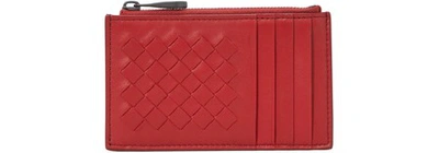 Shop Bottega Veneta New Intrecciato Card Holder In China Red