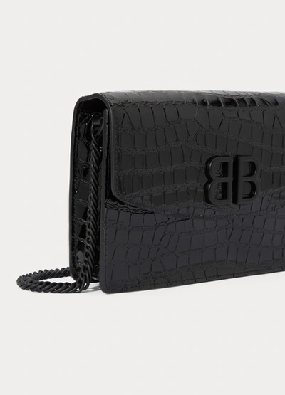 Shop Balenciaga Bb Wallet With Chain Strap In 1000