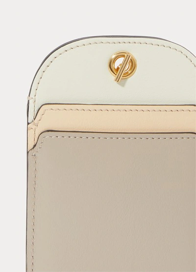 Shop Chloé Leather Card Holder In Pastel Grey