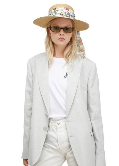 Shop Gucci Flora Hat In Rope/white