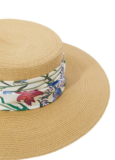 Shop Gucci Flora Hat In Rope/white