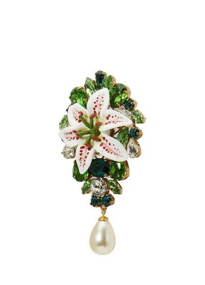 Shop Dolce & Gabbana Flower Brooch In Gold