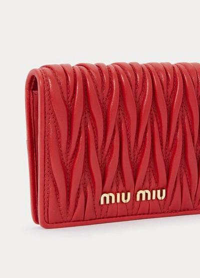 Shop Miu Miu Quilted Wallet In Fuoco