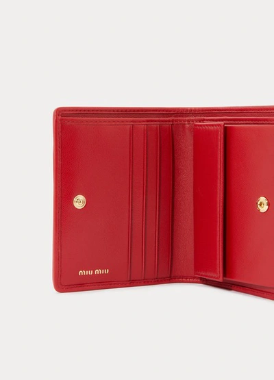 Shop Miu Miu Quilted Wallet In Fuoco