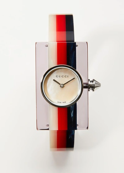 Shop Gucci Vintage Web Watch In Blue/red/white