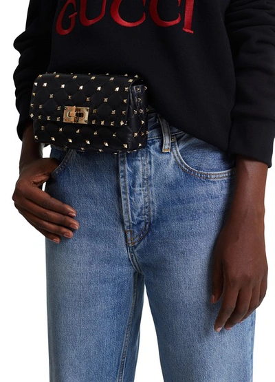 Shop Valentino Garavani Rockstud Belt-bag In Nero